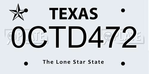 0CTD472 Texas License Plate