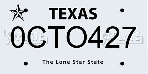 0CTO427 Texas License Plate