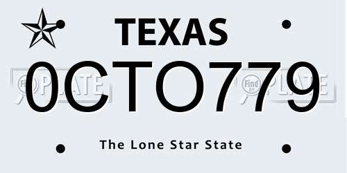 0CTO779 Texas License Plate