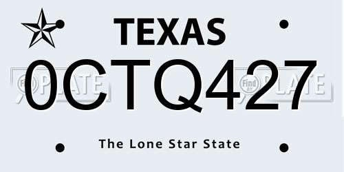 0CTQ427 Texas License Plate
