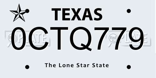 0CTQ779 Texas License Plate