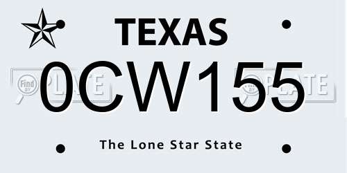 0CW155 Texas License Plate