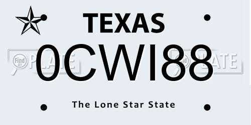 0CWI88 Texas License Plate