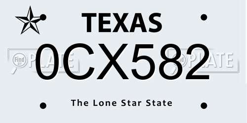 0CX582 Texas License Plate