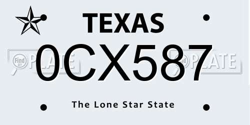 0CX587 Texas License Plate