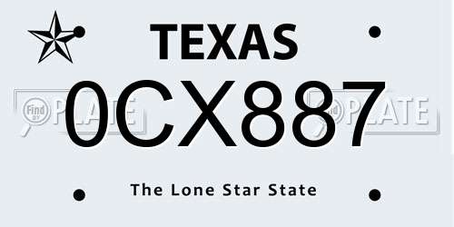 0CX887 Texas License Plate