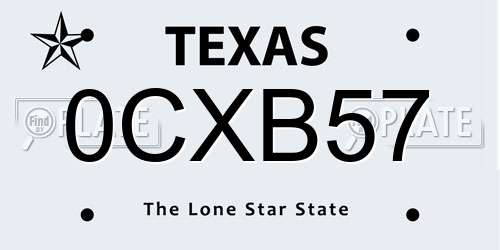 0CXB57 Texas License Plate
