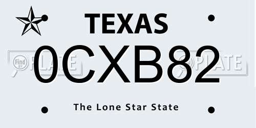 0CXB82 Texas License Plate