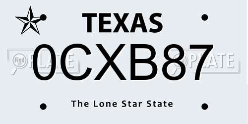 0CXB87 Texas License Plate
