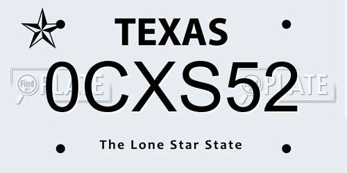 0CXS52 Texas License Plate