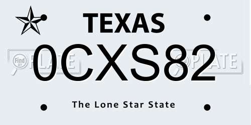 0CXS82 Texas License Plate