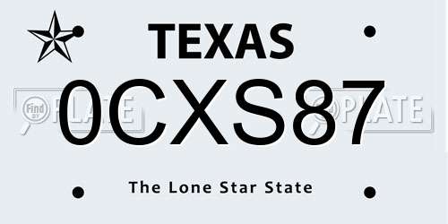 0CXS87 Texas License Plate