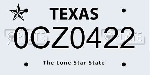 0CZ0422 Texas License Plate