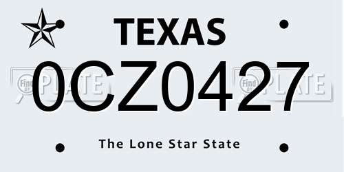 0CZ0427 Texas License Plate