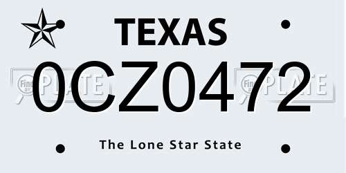0CZ0472 Texas License Plate