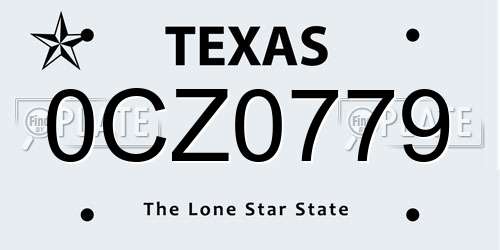 0CZ0779 Texas License Plate