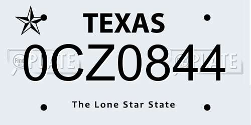 0CZ0844 Texas License Plate