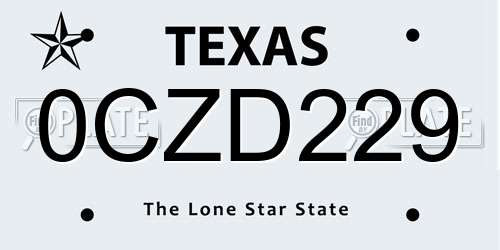 0CZD229 Texas License Plate