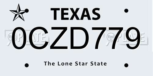 0CZD779 Texas License Plate