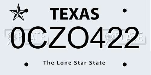 0CZO422 Texas License Plate