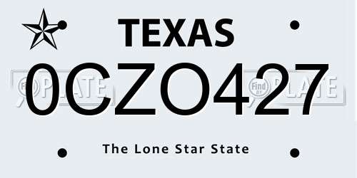 0CZO427 Texas License Plate