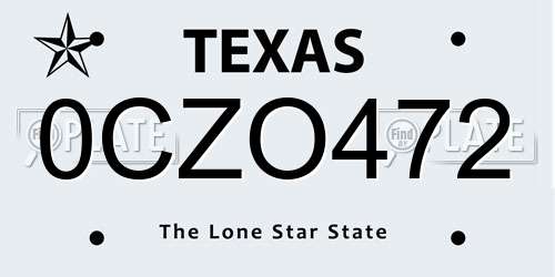 0CZO472 Texas License Plate