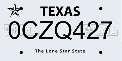 0CZQ427 Texas License Plate