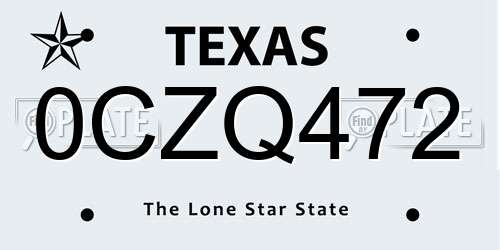 0CZQ472 Texas License Plate