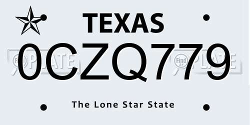 0CZQ779 Texas License Plate