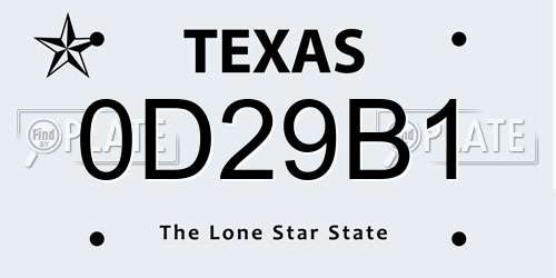 0D29B1 Texas License Plate
