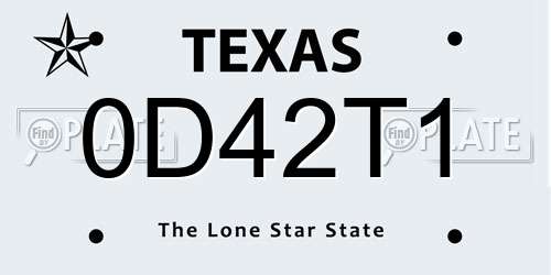 0D42T1 Texas License Plate