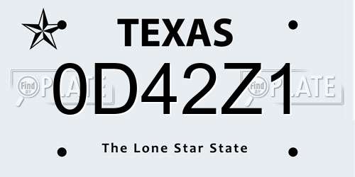 0D42Z1 Texas License Plate