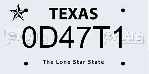 0D47T1 Texas License Plate