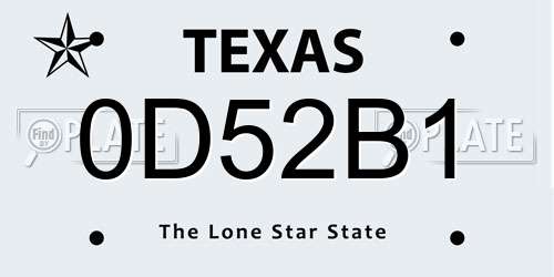 0D52B1 Texas License Plate