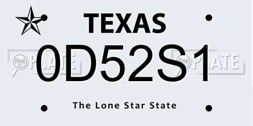 0D52S1 Texas License Plate