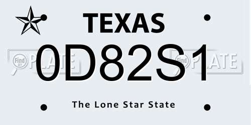 0D82S1 Texas License Plate