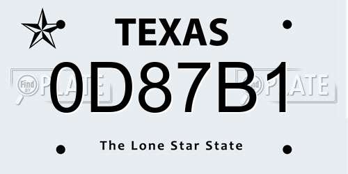 0D87B1 Texas License Plate