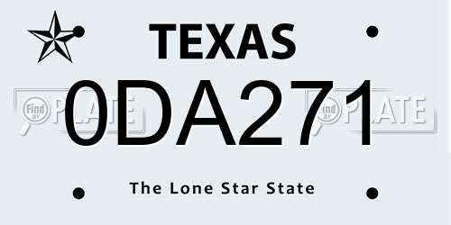 0DA271 Texas License Plate