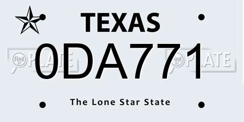 0DA771 Texas License Plate
