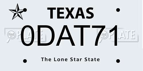 0DAT71 Texas License Plate