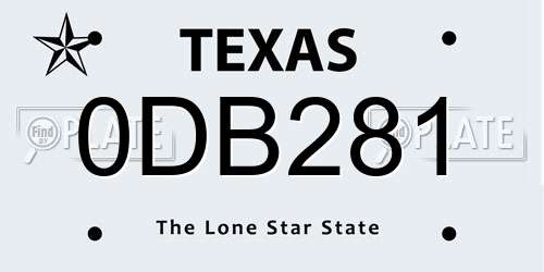 0DB281 Texas License Plate