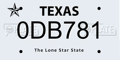 0DB781 Texas License Plate