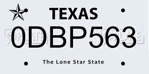 0DBP563 Texas License Plate