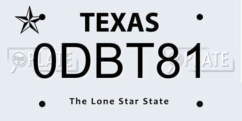 0DBT81 Texas License Plate