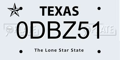 0DBZ51 Texas License Plate