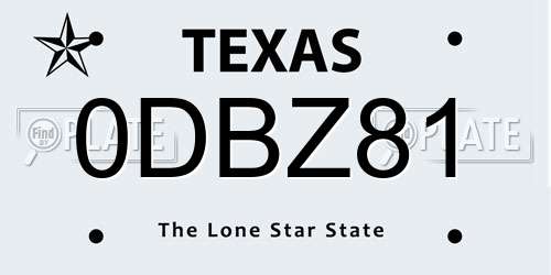 0DBZ81 Texas License Plate