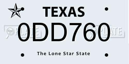 0DD760 Texas License Plate
