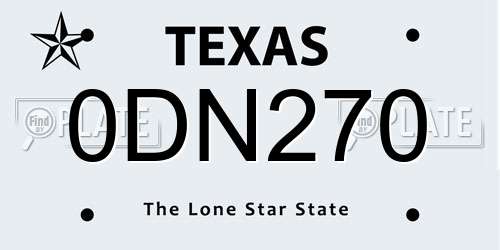 0DN270 Texas License Plate