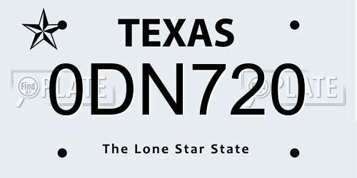 0DN720 Texas License Plate