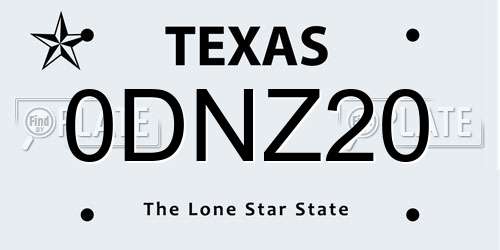 0DNZ20 Texas License Plate